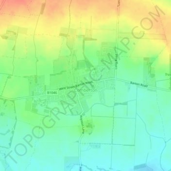 Comberton topographic map, elevation, terrain