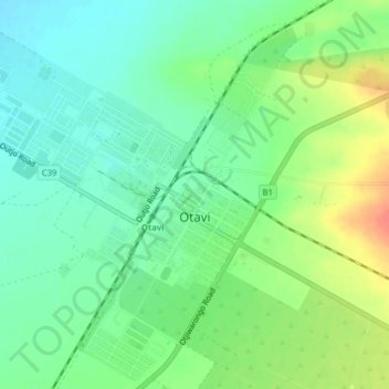 Otavi topographic map, elevation, terrain