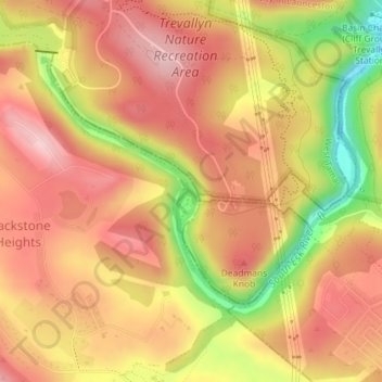 South Esk River topographic map, elevation, terrain