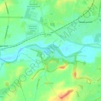 River Irvine topographic map, elevation, terrain
