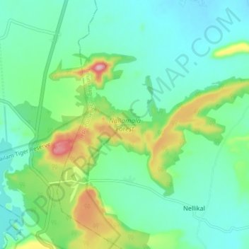 Nallamala Forest topographic map, elevation, terrain