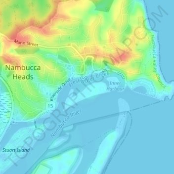 Freshwater Creek topographic map, elevation, terrain