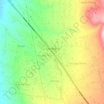 Kinungi topographic map, elevation, terrain