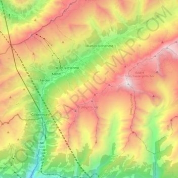 Lötschental topographic map, elevation, terrain