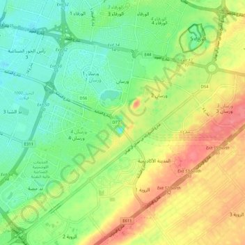 Warsan topographic map, elevation, terrain