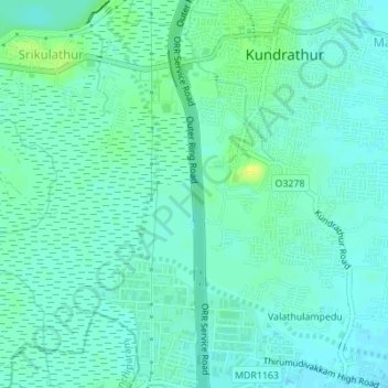 Chembrampakkam Surplus to Adayar topographic map, elevation, terrain