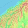 Southern Alps topographic map, elevation, terrain