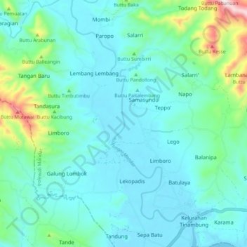 Sungai Mandar topographic map, elevation, terrain