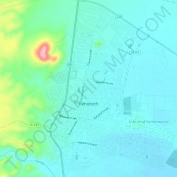 Rehoboth topographic map, elevation, terrain