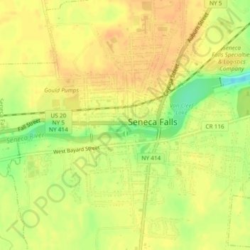 Geneva, Seneca Falls and Auburn Trolley topographic map, elevation, terrain