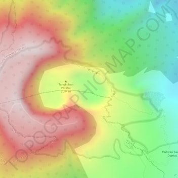 Tangkuban Perahu topographic map, elevation, terrain