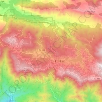 Crestline topographic map, elevation, terrain