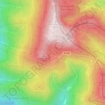 Mummelsee topographic map, elevation, terrain