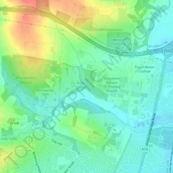 Archers Wood topographic map, elevation, terrain