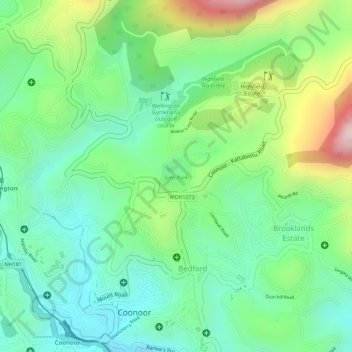 Sims Park topographic map, elevation, terrain