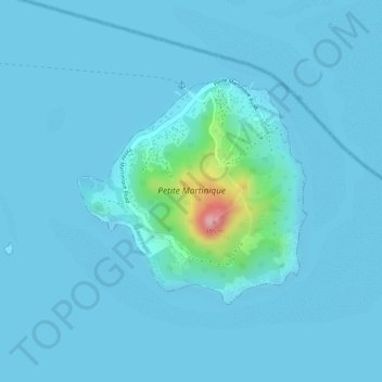 Petite Martinique topographic map, elevation, terrain