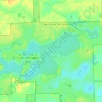 Lake Hudson topographic map, elevation, terrain