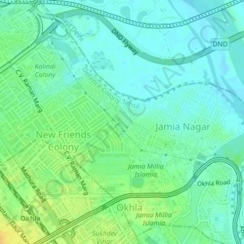 Ashoka Park topographic map, elevation, terrain