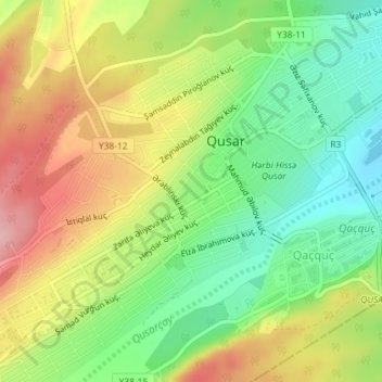 Nərimanov Parkı \ Qusar topographic map, elevation, terrain