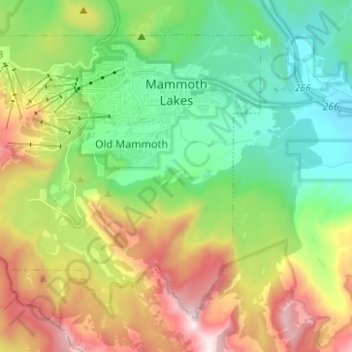 Mammoth Lakes topographic map, elevation, terrain