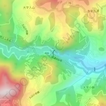 裾花ダム topographic map, elevation, terrain