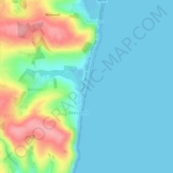 Beesands topographic map, elevation, terrain