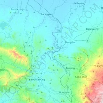 Kali Pemali topographic map, elevation, terrain