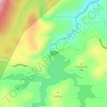 Tooma Dam topographic map, elevation, terrain