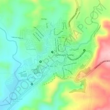 Parque Juarez topographic map, elevation, terrain