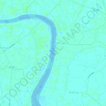 Sông Vàm Cỏ Đông topographic map, elevation, terrain