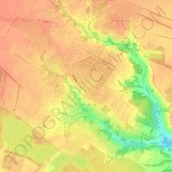 Krushynka topographic map, elevation, terrain
