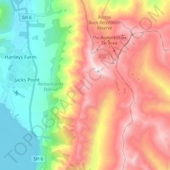 The Remarkables topographic map, elevation, terrain