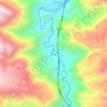 隆务河 topographic map, elevation, terrain