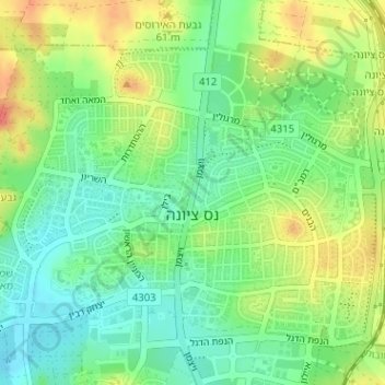 Ness Ziona topographic map, elevation, terrain