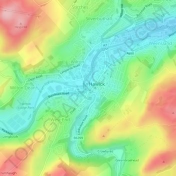 Slitrig Water topographic map, elevation, terrain