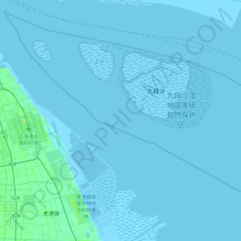 Yangtze River topographic map, elevation, terrain