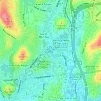 Institute Park topographic map, elevation, terrain