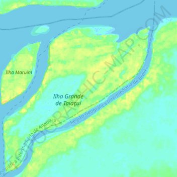 Amazon River topographic map, elevation, terrain