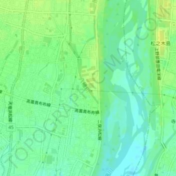 八幡川 topographic map, elevation, terrain