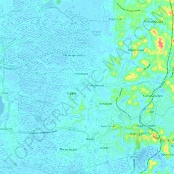 Meenachil topographic map, elevation, terrain