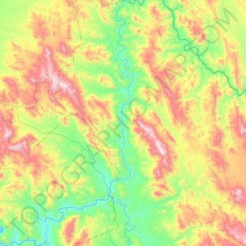 Río Yaqui topographic map, elevation, terrain