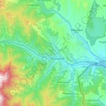 Kapan topographic map, elevation, terrain