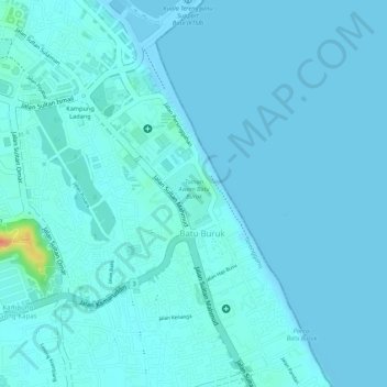 Batu Burok Public Park topographic map, elevation, terrain