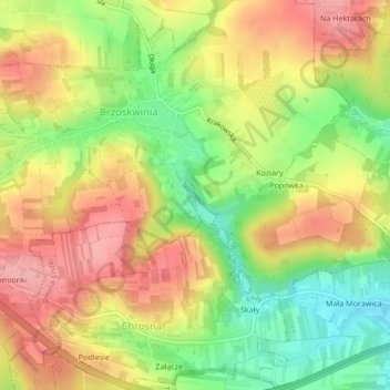 Leszczynowa topographic map, elevation, terrain