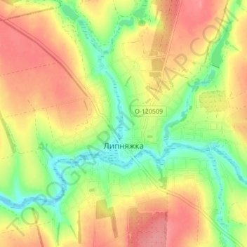 Lypniazhka topographic map, elevation, terrain