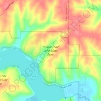 Yellowstone Lake State Park topographic map, elevation, terrain