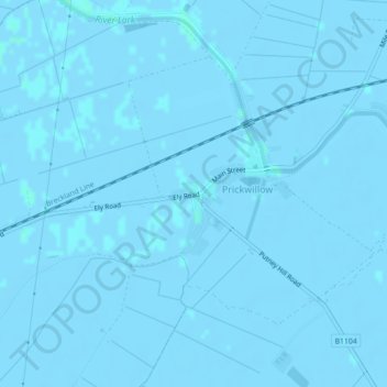 Prickwillow topographic map, elevation, terrain