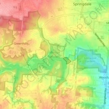Winton Woods topographic map, elevation, terrain