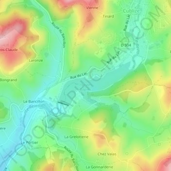 Lac des Sapins topographic map, elevation, terrain