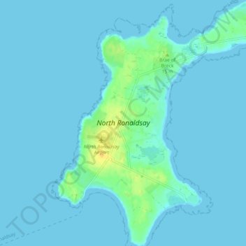 North Ronaldsay topographic map, elevation, terrain